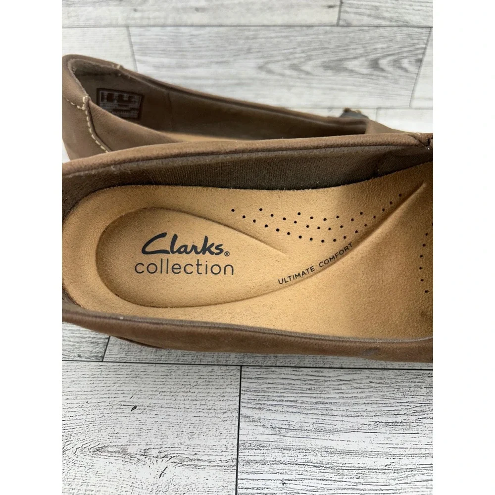 Clarks Collection Women Brown Leather Ultimate Comfort Loafers Sz 7.5 M